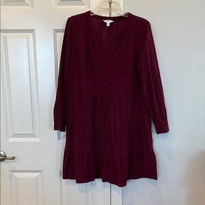 Time & Tru Cordoroy Burgundy Women's Dress